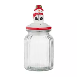 Altom Skleněná dóza s keramickým víčkem Snowman 900 ml