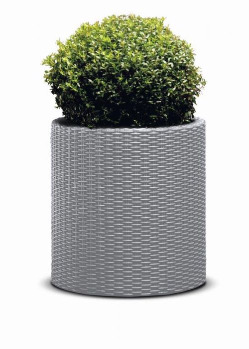 KETER LARGE CYLINDER Planter kvetináč, 44 x 44 x 44cm, ratan, šedá