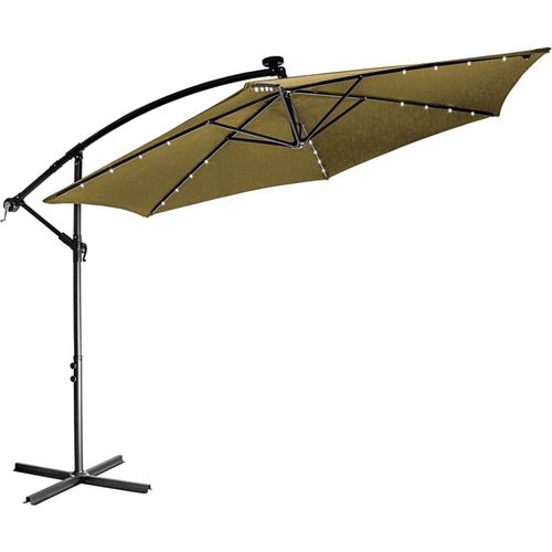 88634 STILISTA Zahradní slunečník s kličkou 3,5 m, khaki + LED